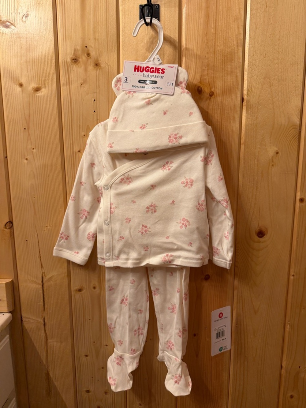 Huggies Babywear Cream & Pink Floral Pajama Set
